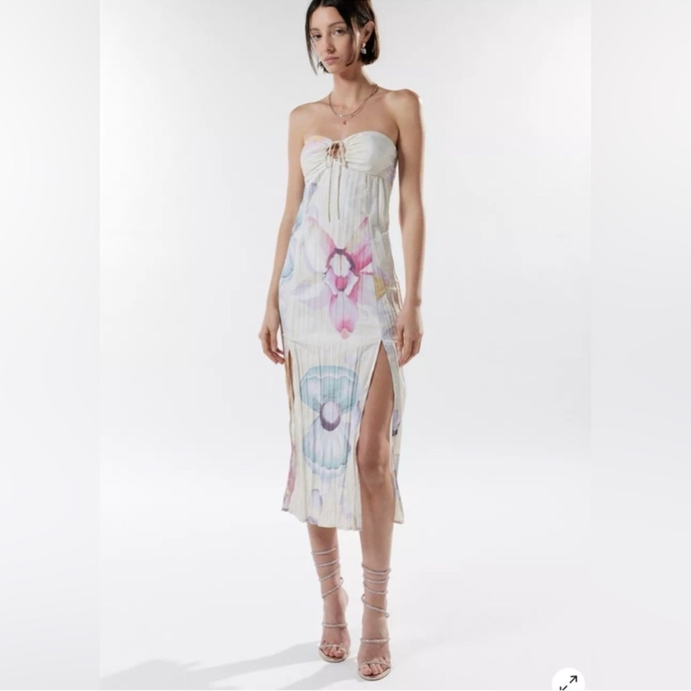 Urban Outfitters Silence+Noise Kai Bandeau Strapless Midi Dress Size Large New